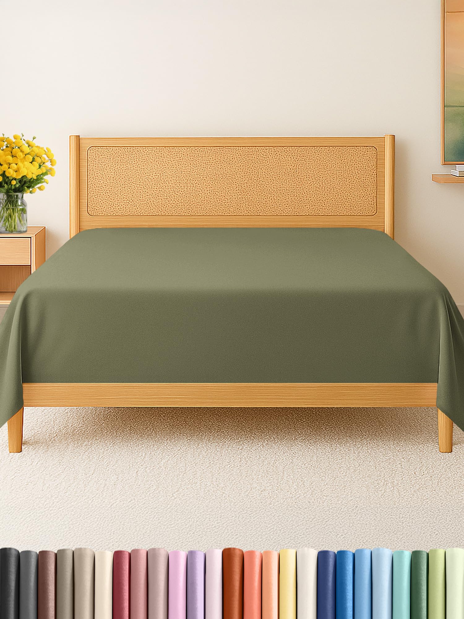Photo 1 of Full Size Flat Sheet - Hotel Quality Top Flat Bed Sheet Only - Ultra-Soft, Breathable & Cooling - Fade & Wrinkle Free - Easy-Care, Stain & Shrink Resistant Bedding - Easy-Fit & Oeko-Tex - Sage Green