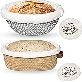 Banneton Bread Proofing Basket Sourdough Basket Cotton Rope Bread Baskets | Howasai Sourdough Proofing Basket, 9''Round &amp; 10''Oval Banneton Baskets With Liners &amp; Covers, Cotton Rope Bread Baskets