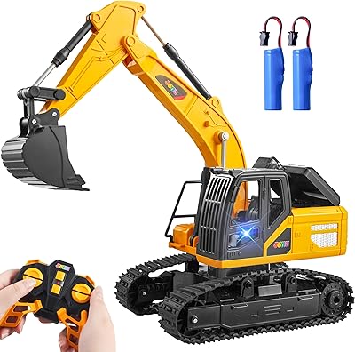 JOYIN Ferngesteuertes Bagger Spielzeug für ab 3 4 5 6 7 8 9 Jahren Junge, 2,4 GHz Bagger RC Spielzeugautos mit Licht und Sound, Geburtstags Geschenk