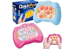 WGKK 2 Pc New Speed Push Handheld Game Machine-Fidget Console,Quick Push Light Up Pop Game for Adults and Kids,Music Whack A Mole Stress Relief Fidget Toys,Squeeze Poppet Sensory Push Pop Bubble Toy (B-P)
