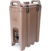 Carlisle FoodService Products Cateraide Insulated Beverage Dispenser with Handles for Catering, Events, Kitchens, and Restaurants, Plastic, 5 Gallons, Brown