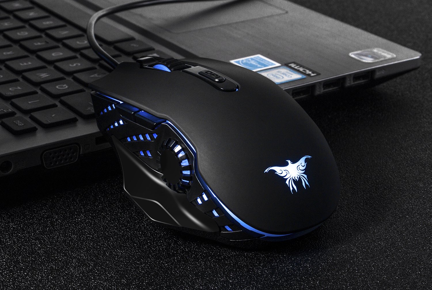 Wireless Wired Gaming Mouse,Dual-mode 2.4GHz Rechargeable Optical Mice with USB Receiver,6000 DPI 6 Adjustable DPI Levels,6 Color Breathing Lights for Laptop PC Mac Pro and Computer(Black)