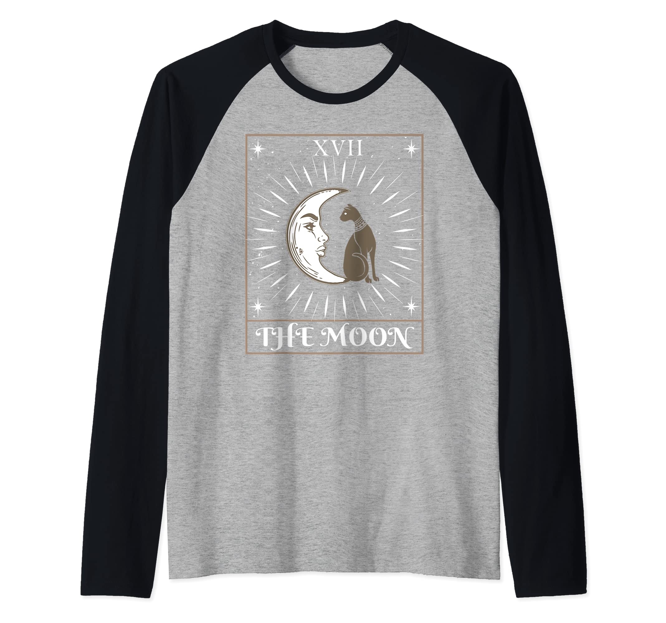 Tarot Card Crescent Moon Kitty Cat Dance Meow Cat Pet Animal Raglan Baseball Tee