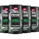 AXE Fine Fragrance Collection Aluminum No Deodorant Stick for Men Green Geranium 4 Count with 48H Odor Protection and All-Day Freshness Infused with Geranium, Cedar &amp; Patchouli Essential Oils 2.6 oz