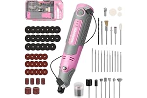 WORKPRO Cordless Rotary Tool Kit with 71pcs Accessories, 3 Variable Speeds, USB Rechargeable Mini Rotary Tool for Engraving, Sanding, Polishing, Carving, Cutting, DIY Crafts - Pink Ribbon