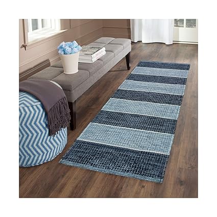 ARFA HOME FURNISHING Polyester Blend Soft Indoor Modern Shag Area Rug Carpet for Dining Room/Home Bedroom (50X130 cm,Blue)