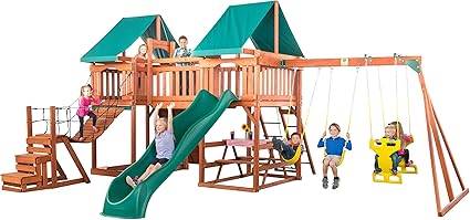 jungle fun complete wooden swing set