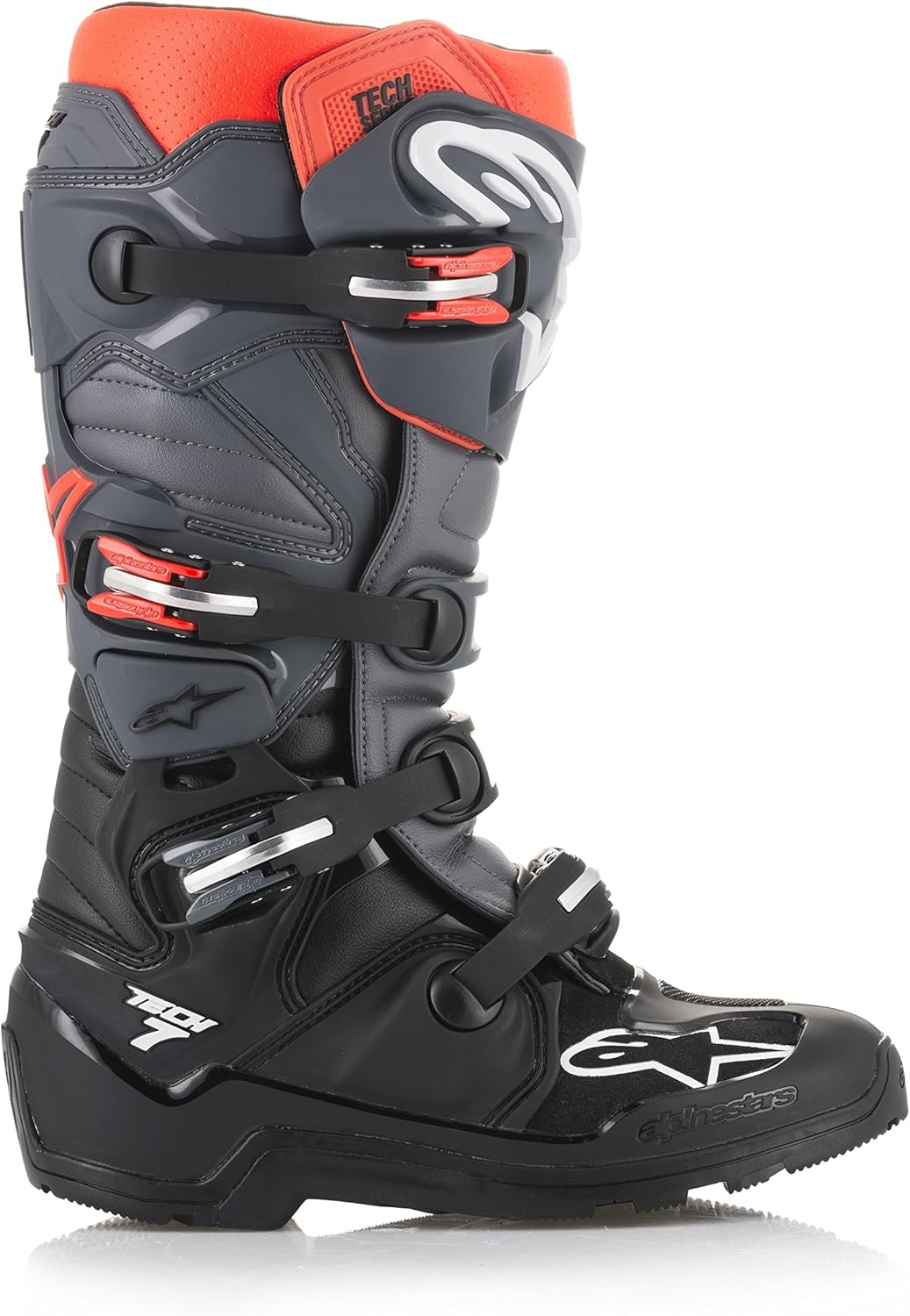 Alpinestars Men's Tech 7 Enduro Motocross Boot, Black/Grey/Red, 13