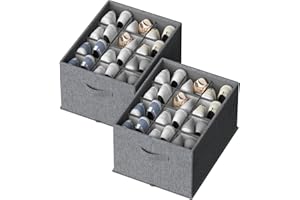 FHSQX 2 Pack Shoe Organizer for Closet,Foldable Shoe Organizer,Fits up to 24 Pairs,Storage Containers With Bottom Support for Shoes