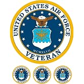 4 Pack US Air Force Stickers- United States Airforce Decals for Cars | All Weatherproof USAF Veteran Stickers / Military Decals For Vehicles, Window, Laptop, Or Any Smooth Surface - 4 Inches