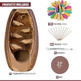 Anbar Backflow Incense Burner with 120 Cones 30 Sticks Tongs Table Mat Brown view 2