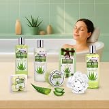 BRUBAKER Cosmetics Aloe Vera Bath & Shower Gift Set 11 Piece Wicker Basket view 6