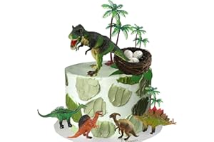 LEFUBABY Dinosaur Cake Toppers with Dinosaur Eggs Leaves Trees Cake Decorations for Birthday Party Dinosaur Theme Party