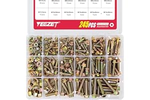 YEEZET 245PCS Grade 8.8 M6 M8 M10 Heavy Duty Flanged Bolts and Nuts Kit, Metric Flanged Hex Screws Nuts Includes 15 Most Comm