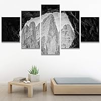 SIGNWIN 5 Panel Canvas Wall Art Modern Art Landscape Modern Multicolor Photography Relax/Calm Rocky for Home Decorations Ready to Hang - 60