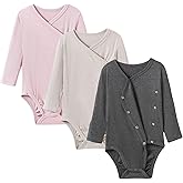 DEFAHN Viscose from Bamboo Baby Side Snap Bodysuit Kimono Onsies 3-Pack Long Short Sleeve Boy Girl Boys