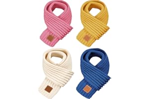 SATINIOR 4 Pieces Kids Knitted Scarf Winter Solid Color Toddler Warmer Scarf for Boy Girl