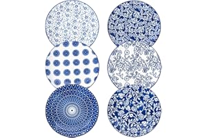 Cerkik Ceramic Salad Plates Set - 8.5 Inch Small Round Dessert Dishes for Dinner Pasta Appetizer Sandwich - Scratch Resistant