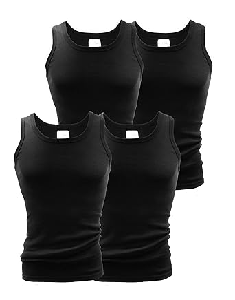 Vincent Creation 4 Stück Herren Trägershirt, Unterhemd, Tank Top, 100% Baumwolle in Feinripp Qualität, ÖKO-Tex Standard 100