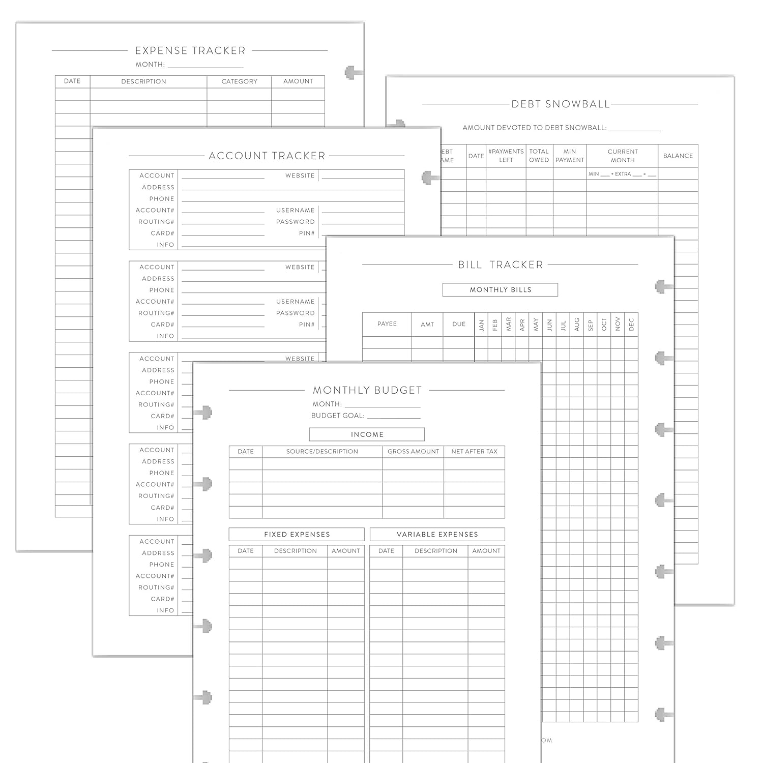 Home Finance Kit for the Mini Happy Planner, Fits 7-Disc Notebook, One Year Supply, 4.26"x7" (Planner Not Included)