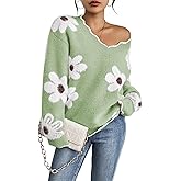 Pink Queen Women's Oversized V Neck Fuzzy Sweaters 2026 Casual Loose Long Sleeve Chunky Knit Pullover Jumper Tops