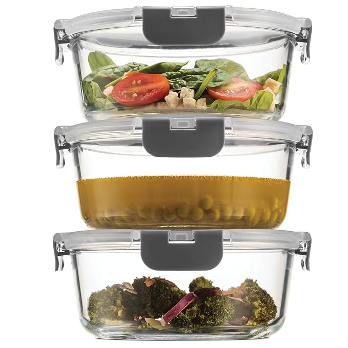 boss round glass food container