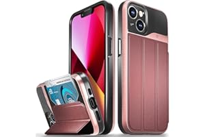 VENA vCommute Wallet Case Compatible with Apple iPhone 14 (6.1"-inch), (Military Grade Drop Protection) Flip Leather Cover Card Slot Holder with Kickstand - Red