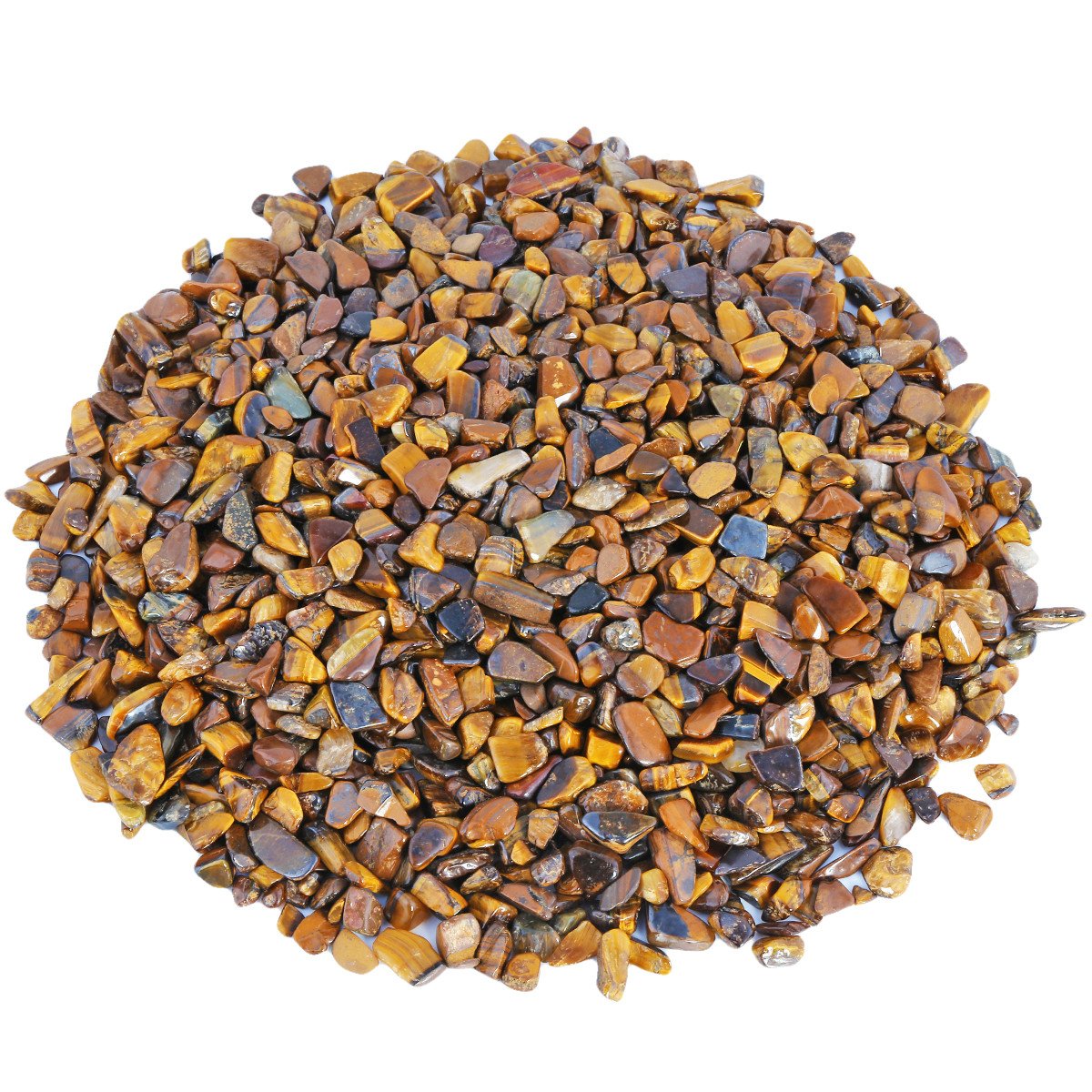 Shanxing 1lb/460g Undrilled Tiger's Eye Crystal Tumbled Chips Stones Bulk, Reiki Healing Brown Crystals Crushed Stones Pieces Small Decorative Brown Gravel Stones for Vase Fish Tank Plant Pot Decor