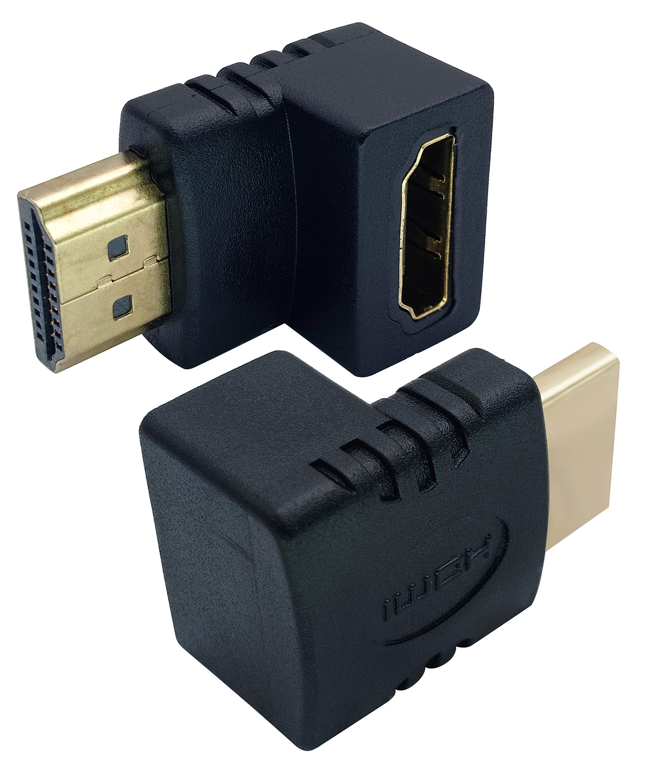 AAOTOKK 270 Degree HDMI Adapter Right Angle Gold Plated 19 Pin HDMI Male to Female Coupler Connector for 3D and 4K Ultra HD TV Stick HDMI Cable Extension Converter(2 Pack-Down)