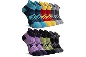 Velice Kids Merino Wool Ankle Hiking Running Socks Girls Boys Teens Athletic Warm Thick Cushion No Show Socks 6 Pairs