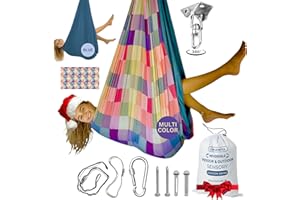 Bradoro Double Layer Reversible Sensory Swing | Outdoor and Indoor Swing for Kids and Adults Up to 260 lbs | Autism Cocoon Swing | Kids Sensory Swing