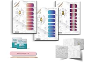 MANICUREFX Nail Polish Strips (3 Designs), 48 Full Nail Wraps, Stick On Nail Polish, Gel Nail Strips No UV Light Needed, Peel and Stick Nail Polish Stickers, Gel Nail Stickers for Women (Ombre 1)