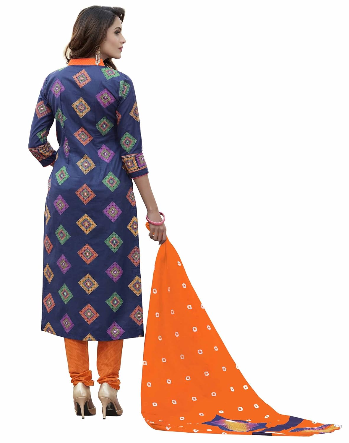 miraan women's cotton unstitched dress material(san8003_blue_free size)