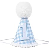 MAMUXI Gingham Party Hat for 1st Birthday Parties - Costume Headwear, Gingham Dog Birthday Hat