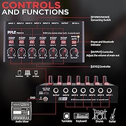 Pyle 6-Channel Wireless BT Streaming Mini Line