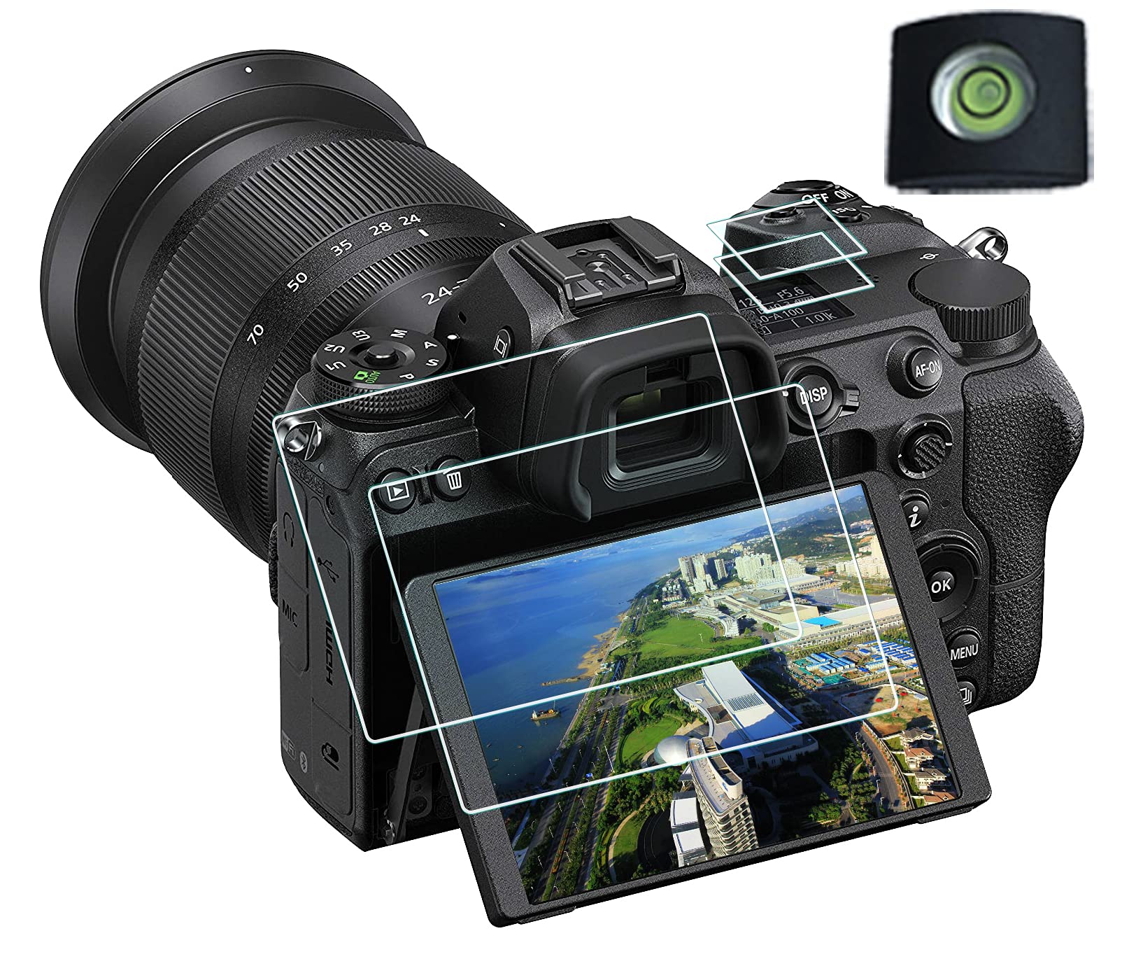 HUIPUXIANG Top + Screen Protector for Nikon Z7 Z7 II Z6 Z6 II Camera with Hot Shoe Cover,0.3mm High Definition 9H Hardness Optical LCD Premium Glass Protective Cover [2+2 Pack]