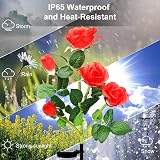 HELESIN Solar Flower Lights 2 Pack Red Rose Garden Stakes IP65 Waterproof view 4