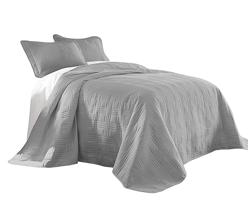 Chezmoi Collection Kingston 2-Piece Oversized Bedspread Set, Gray