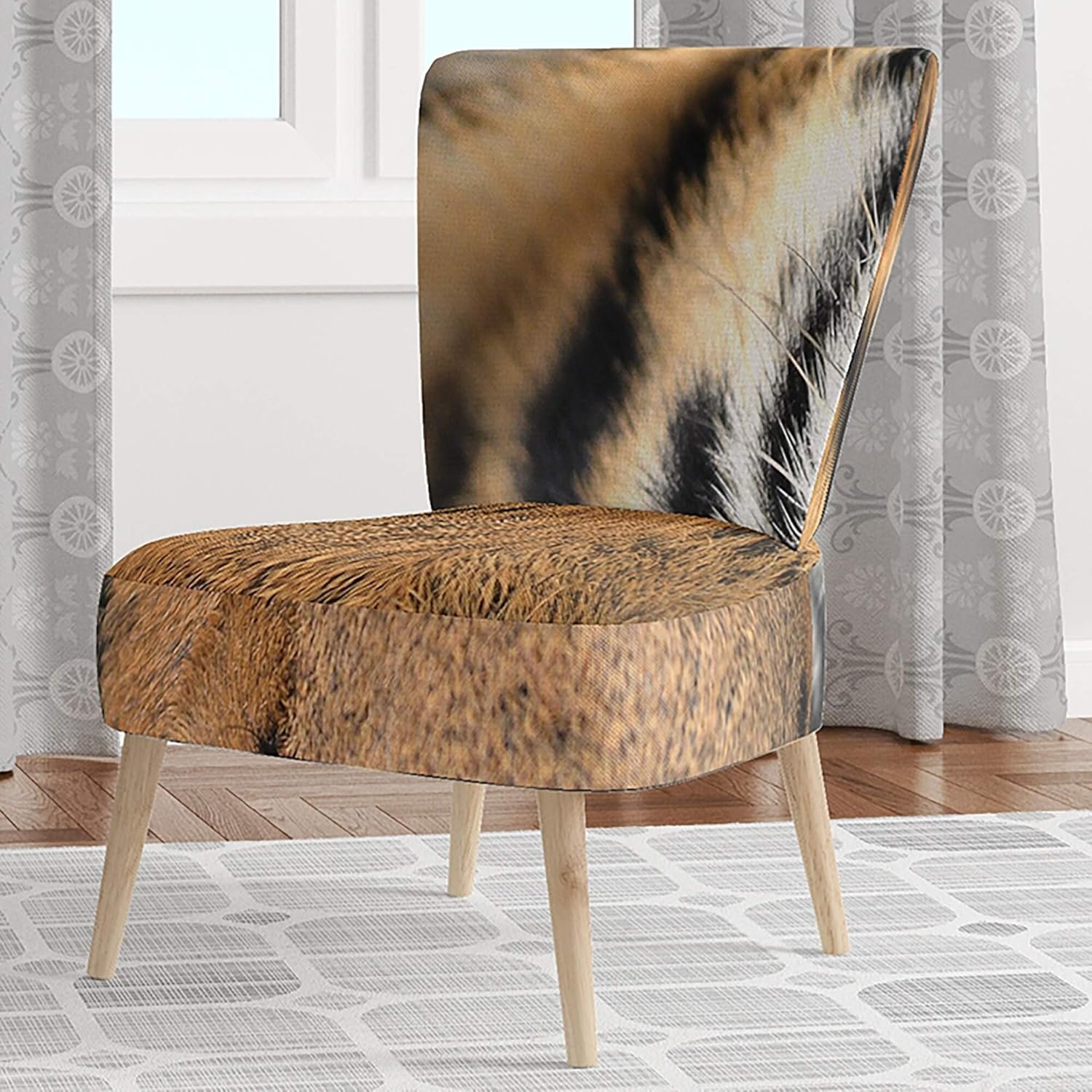Bengal Tiger Eyes Upholstered Modern Accent Chair Side