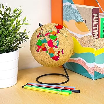 Gift Republic Colour Globe, Cork, Brown, 14 X 20.9 cm