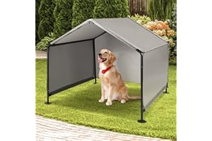 LitaiL Dog Shade Shelter Outside - Dog Tent Sun Rain Canopy Pet House for Large Medium Dogs, Large Dog House Outdoor for Dogs, Pet Canopy with Upgraded Doors and Ground Nails