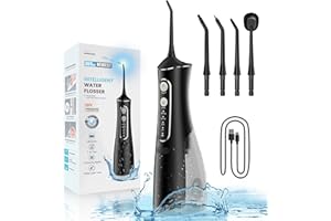 TRYETAS ​2024 Latest Version Water Dental Flosser Teeth Cleaner Picks - 4 Modes Waterpik Oral Irrigator, Rechargeable Cordless IPX7 Waterproof Electric Waterflosser Portable 300ML Flossing for Teeth Cleaning