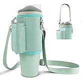 BydGxy Fits Owala 40oz FreeSip Tumbler & Stanley 40 oz Cup, Water Bottle Carrier Bag with Phone Pocket & Chapstick Holder, for Owala 40oz Tumbler, Adjustable Crossbody Strap & Handle (Eucalyptus)