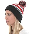 The Hat Depot Winter Beanie Soft Cuff Pom Pom Stripe Knit Skull Slouch Ski Hat