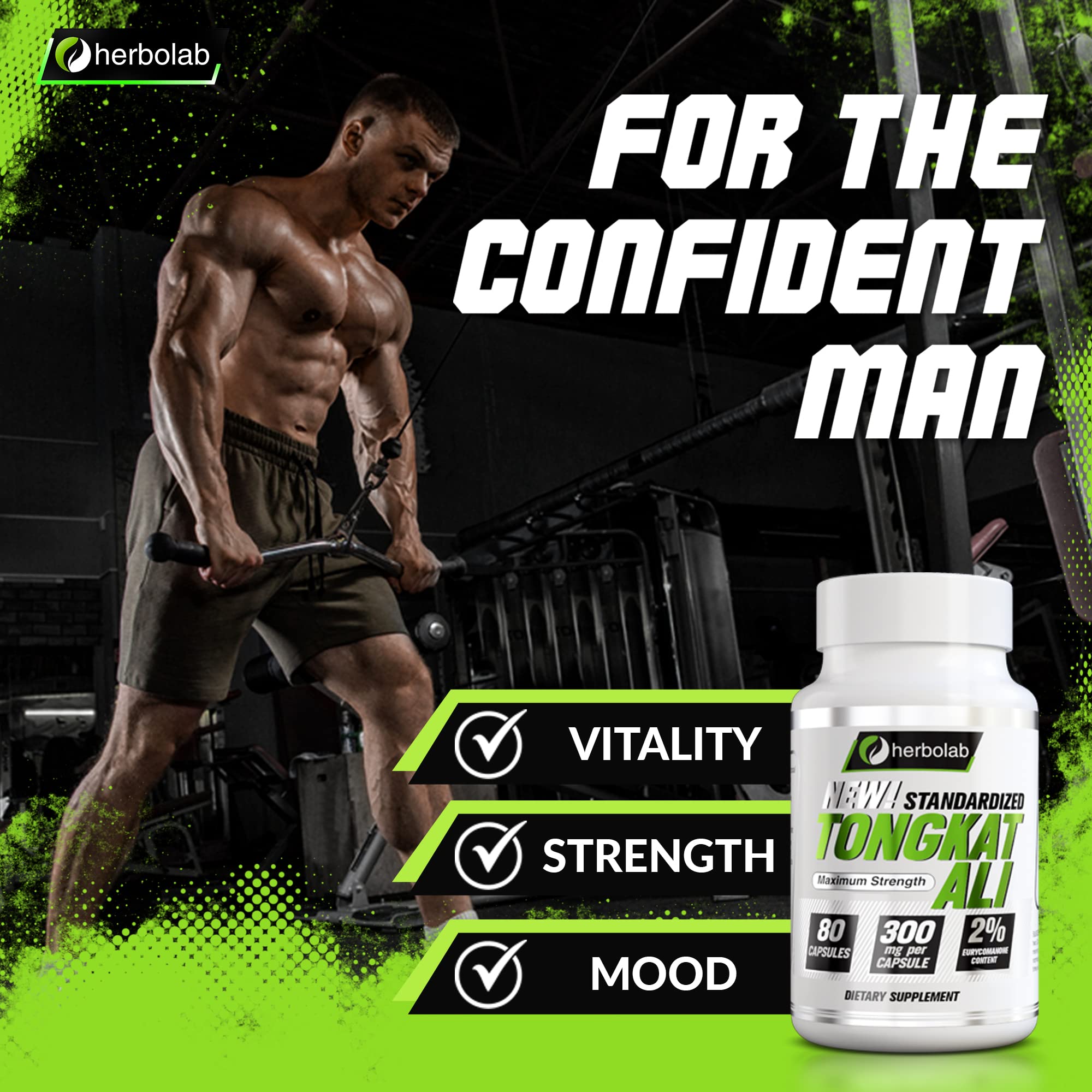 Tongkat Ali For Men Root Supplement 200:1, Standardized to 2% Eurycomanone, 1200mg, 30 Day Supply, Longjack Tongkat Ali for Men, Eurycoma Longifolia Extract Powder Capsules, Malaysian Ginseng
