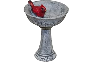 G & F Products MiniGardenn Cardinal Birdbath Pick, 2.25" Polyresin Miniature with Metal Stake, Outdoor Mini Kit Decoration, Fairy Ornament Accessory for Planters, Terrariums, Mini Scenes & More