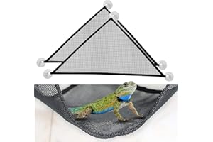 Hokable 2 Pcs Bearded Dragon Lizard Hammock, Triangular, Breathable Mesh, Black, 13" x 13" x 19"