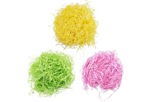JANEMO Easter Grass,Recyclable Easter Shred Paper,Use for Easter Party Decoration,Fill Gift Boxes or Other Craft Items (3 Colors)