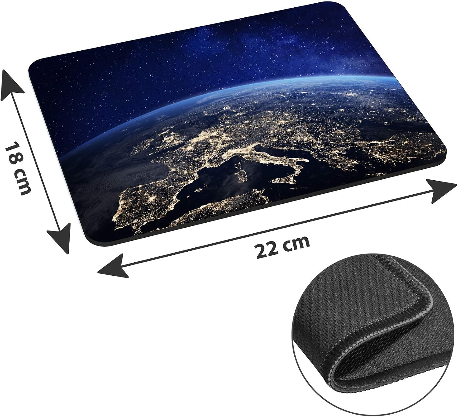 Pedea Gaming and Office Mouse Mat - 220 x 180 mm - with Stitched Edges and Non-Slip Base - Space Night, 220L x 220W mm - Image 3