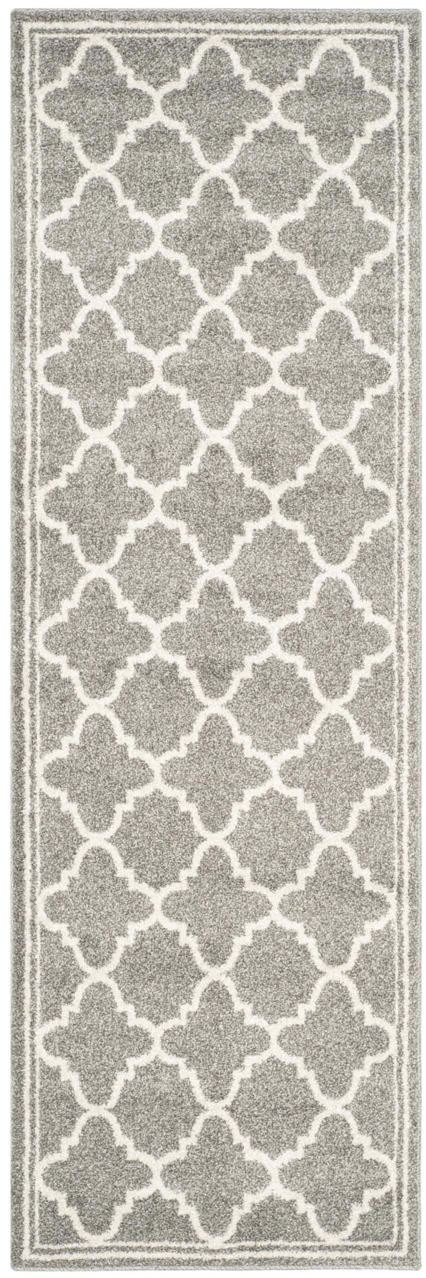 SAFAVIEH Amherst Collection Runner Rug - 2'3" x 19', Dark Grey & Beige, Moroccan Trellis Design, Non-Shedding & Easy Care, Ideal for High Traffic Areas in Living Room, Bedroom (AMT422R) Image